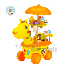 Bộ đồ chơi xe đẩy cửa hàng bán kem trục xoay có đèn, có nhạc cho bé trai và bé gái – Thị trấn đồ chơi