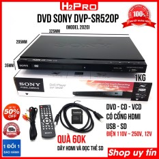 Đầu đĩa DVD Sony DVP-SR520P (2020) USB-thẻ nhớ-HDMI, điện 220V-110V-12V, đầu dvd karaoke sony cao cấp ( tặng đọc thẻ SD và dây HDMI trị giá 60K)