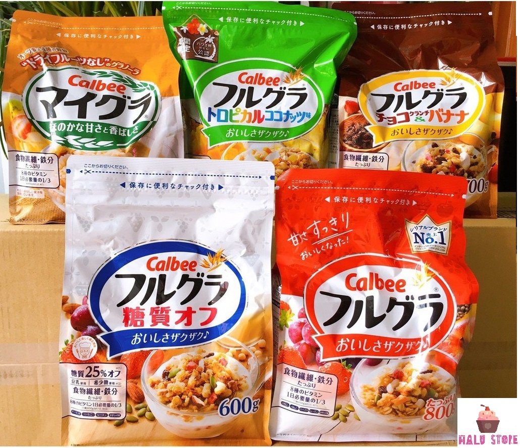 [HSD 28/04/2022] Ngũ cốc Calbee ăn kiêng giảm cân Nhật Bản mix sữa chua trái cây hoa quả dùng ăn...