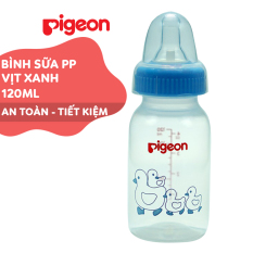 Bình sữa cổ hẹp PP tiêu chuẩn Vịt xanh Pigeon 120ml (S)