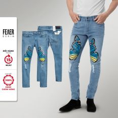 Quần Jean nam họa tiết bướm Skinny Butterfly Blue form slimfit, mặc thoải mái – FEAER DENIM