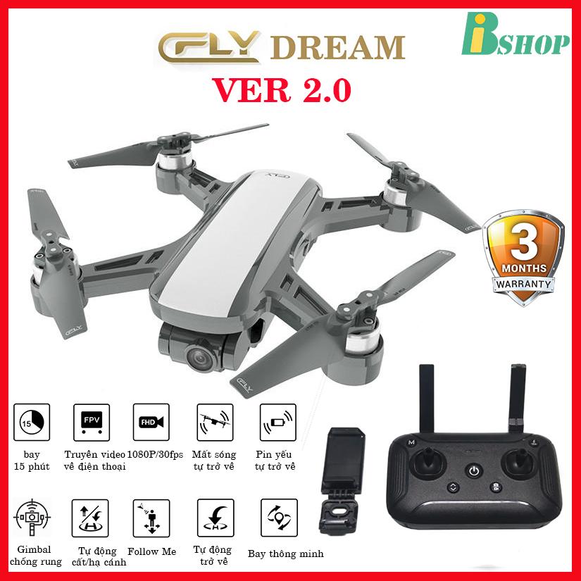 [ COMBO 2 PIN] Flycam C-Fly Dream Ver 2.0 GPS, Camera 1080P , gimbal chống rung 2 trục, bảo hành...