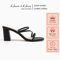 Giày cao gót sandal nữ 7p đẹp thời trang đế vuông dây mảnh mũi vuông cao cấp bAimée & bAmor – MS1664