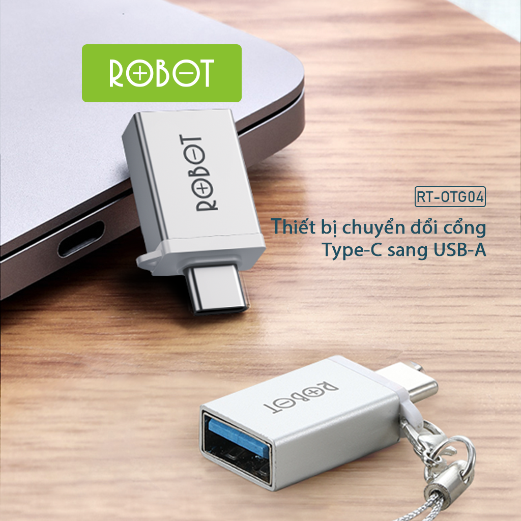 Đầu chuyển đổi OTG Robot RT-OTG04 cổng chuyển Type-C sang USB-A cho điện thoại tablet máy tính bảng android chất...