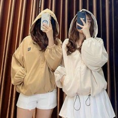 Áo Khoác Nữ Da Lộn Quảng Châu Kiểu Tay Phồng Thiết Kế LOGO THÊU , năng động trẻ trung – TT HÀ LAN