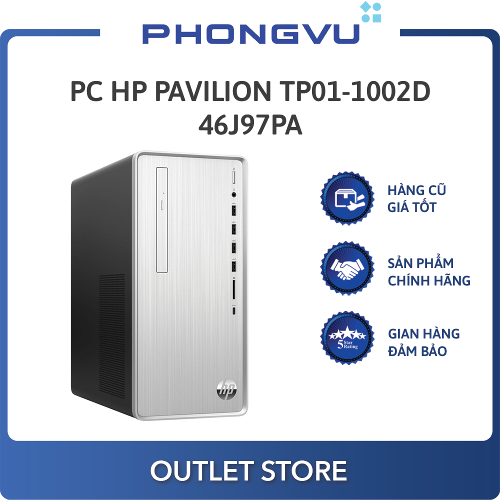 Máy tính để bàn/PC HP Pavilion TP01-1002d (i3-10105/ 4GB DDR4/ 1TB SATA HDD/ Intel UHD 630/ WL+BT/W10/1yr) (46J97PA) – PC cũ