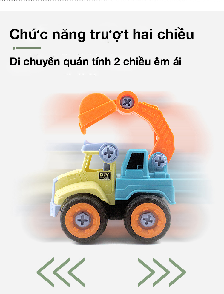 Bộ đồ chơi trẻ em xe kỹ thuật công trình cho bé tự lắp ráp, nhiều màu phát triển thị...
