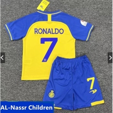 ❣✎℗ LJ Áo Bóng Đá Trẻ Em jersey Al-Nassr FC Ronaldo 22 / 23 Al Nassr 16–28) 2022-2023