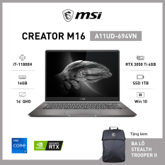 MSI Creator M16 A11UD-694VN (i7-11800H | 16GB | 1TB | GeForce RTX™ 3050Ti 4GB | 16′ QHD | Win 10)