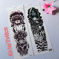 Combo 2 tấm hình xăm dán tattoo kín tay trắng đen 17x48cm (Mua 2 tặng 1. Chọn mẫu tùy thích