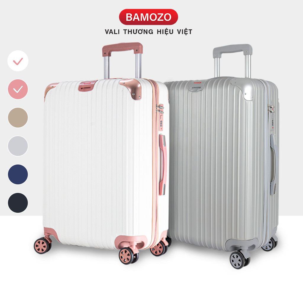 Vali du lịch kéo nhựa Bamozo 8809 Vali size 20 24 inch, Vali cao cấp bọc nhôm 4 góc ngăn...
