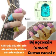 (Size L) Bộ 4 cái bao, bọc đầu ngón tay cao cấp chống đau đủ màu Tím Xanh Vàng Trắng Xám Hồng – Guitar – Ghi-ta – Violin – Ukulele – Mandolin – Bảo vệ đầu ngón tay