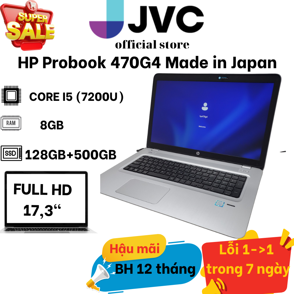Laptop Giá Rẻ HP Probook 470 G4 Core i5 7200U/ RAM 8GB/ SSD 128GB + HDD 500GB/ VGA 930MX/ FHD
