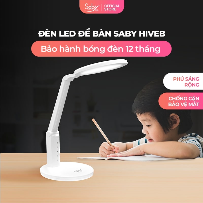 Đèn bàn học chống cận Saby HiveB, đèn học tổ ong - bóng Led quang phổ toàn phần không nhấp...