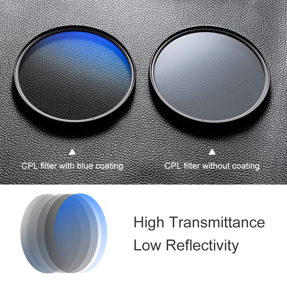 K&F Concept CPL Filter for Camera Lens 37/40.5/43/46/49/55/58/62/67/72/77/82mm Ultra Slim Optics Multi Coated Circular Polarizer Polarized Filter with Cleaning Cloth...
