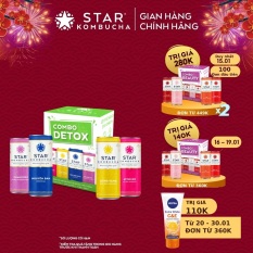Combo 4 lon trà STAR KOMBUCHA mix vị – Detox Pack (250ml/lon) – Trà lên men vi sinh chứa probiotics giúp bảo vệ sức khoẻ, giảm cân và thanh lọc toàn diện