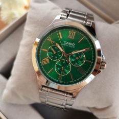 Đồng hồ nam Casio MTP-V300D-3AUDF Dây kim loại mặt xanh lá 6 kim độc đáo