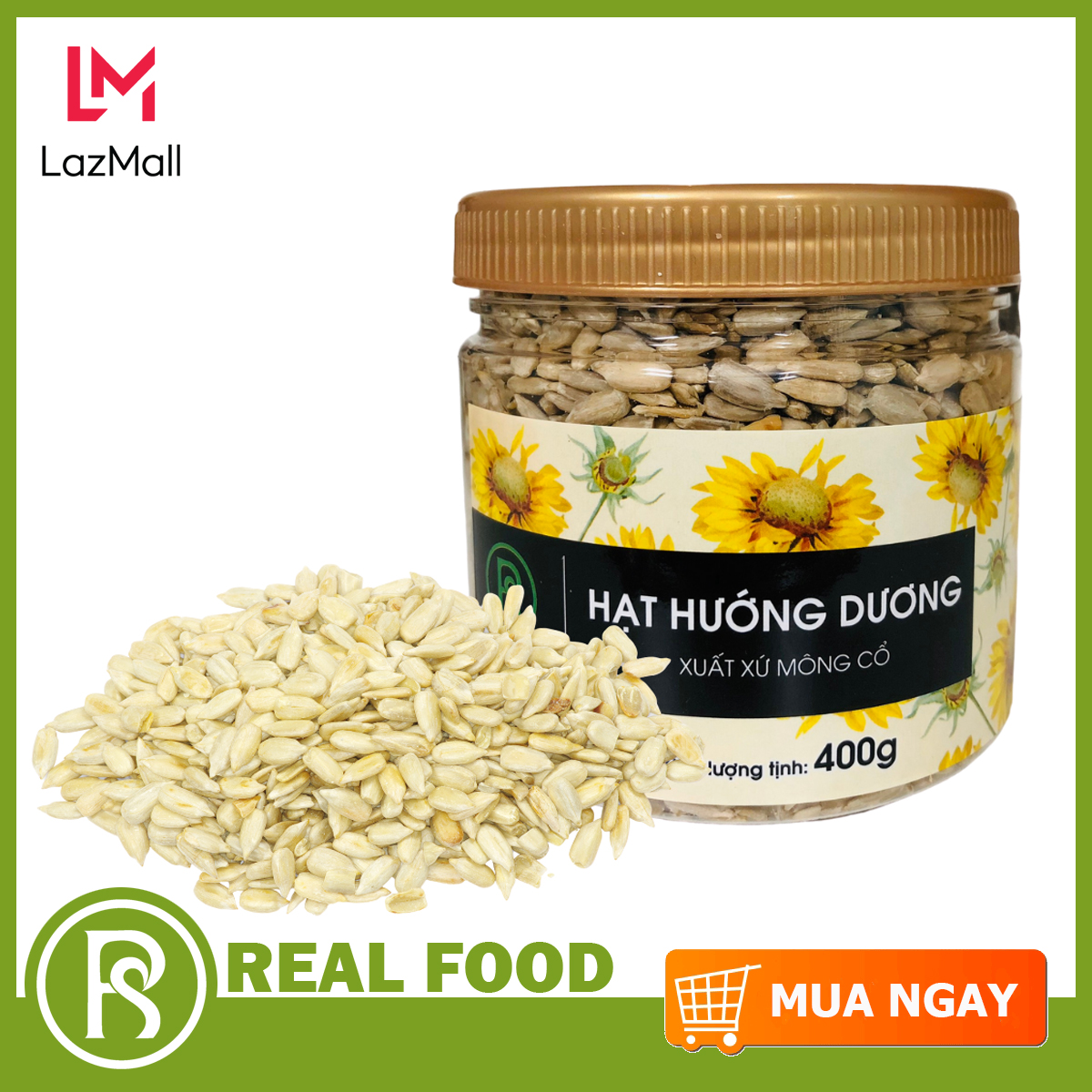Hũ hạt hướng dương Mông Cổ thương hiệu Real Food Store (400g) - nguồn sản phẩm phong phú của các...