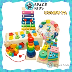 Combo Đồ chơi gỗ thông minh cho bé giúp bé tư duy, phát triển trí tuệ Space Kids