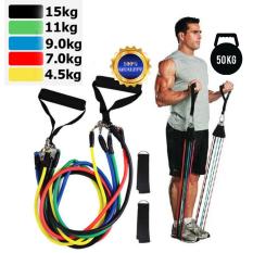 Bộ Dây Tập Gym Ngũ Sắc Đàn Hồi Cao Cấp 11 Món – Dây đàn hồi tập thể hình – dây tập kháng lực 100LB tiêu chuẩn