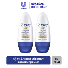 Combo 2 Lăn Khử Mùi Dove Original Nourished & Smooth Dưỡng Da Sáng Mịn Hương Dịu Nhẹ (40ml x 2)
