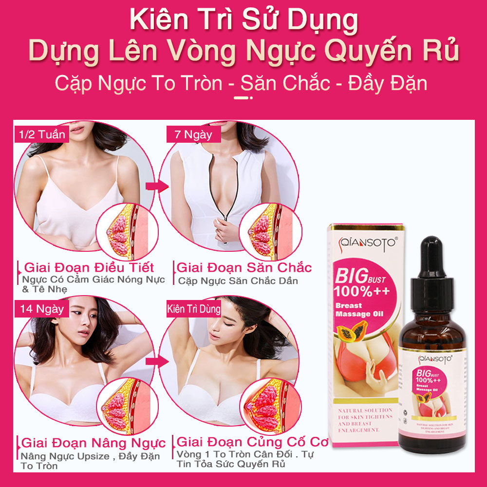 Qiansoto Tinh Dầu Nở Ngực Tăng Ngực Tăng Vòng 1 Enhancement Breast Oil Massage Upsize