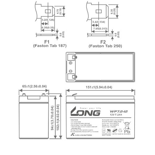 Bình ắc quy LONG 12V 7.2Ah WP7.2-12 - (PDC-TECH)