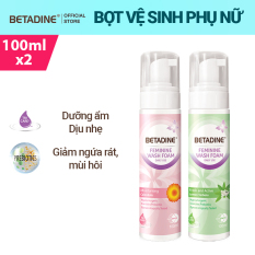 Bộ 2 Bọt vệ sinh phụ nữ Betadine 100ml/chai (Hồng và Xanh)