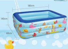 Bê Bơi Cho Bé, Bể bơi phao trong nhà hình chữ nhật size (180 X 140 X 60) cm chất lượng cao.