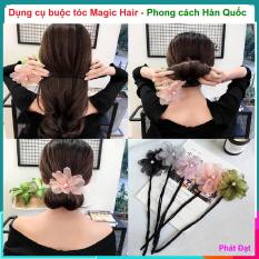 (Có video hướng dẫn buộc tóc) Dụng cụ buộc tóc Magic Hair – Dây buộc tóc – phụ kiện chăm sóc tóc cho phụ nữ, Thanh búi tóc kèm nơ hoa độc đáo