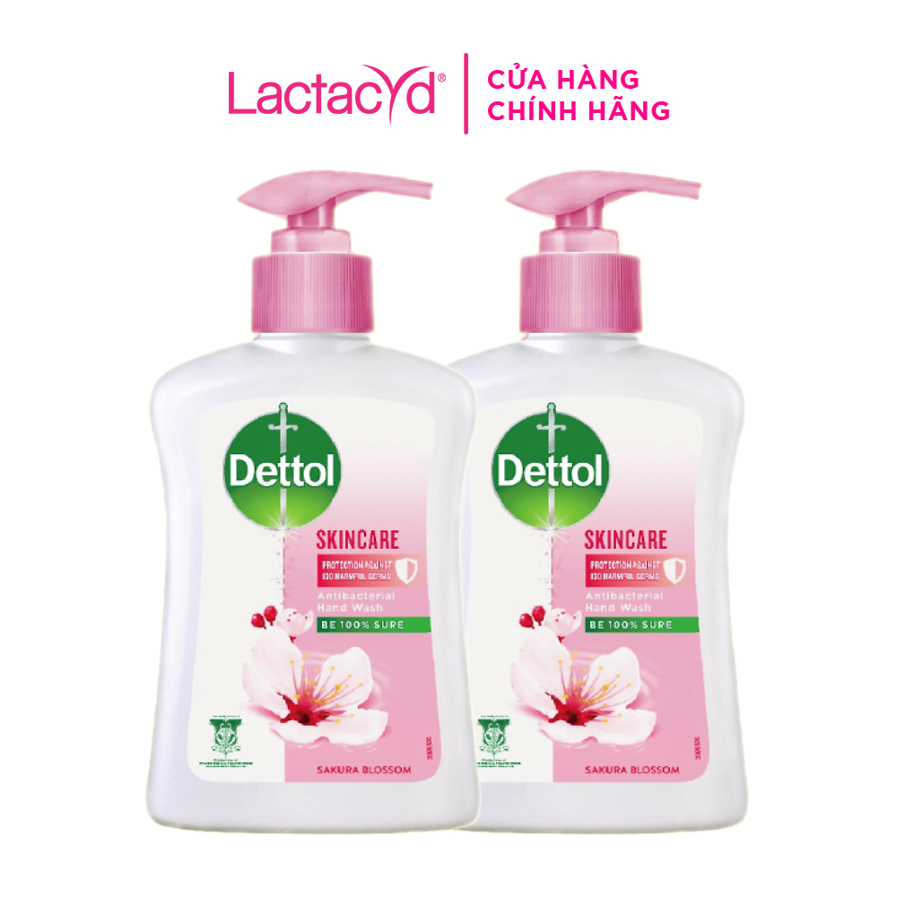(Quà tặng Lactacyd) Bộ 2 chai nước rửa tay Dettol kháng khuẩn chăm sóc da 250G/chai