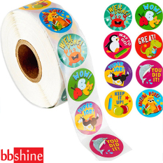 Sticker khen thưởng, Cuộn 500 sticker nhãn dán khích lệ khen thưởng học tập cho bé yêu với nhiều họa tiết kèm slogan khiến những giờ học thêm sinh động BBShine – ST010