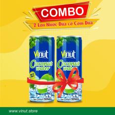 Combo 02 lon Nước Dừa Có Cơm Vinut tươi mát