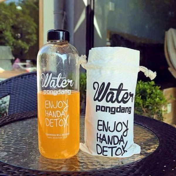 BÌNH NƯỚC DETOX Water PongDang 1L + TÚI ĐỰNG - Bình nước detox 1000ml, bình nước thể thao, bình nước...