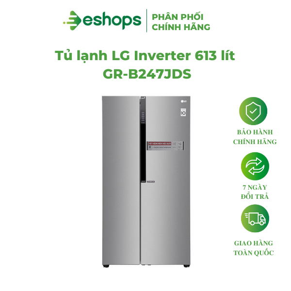 Tủ lạnh LG Inverter 613 lít GR-B247JDS, Bảo hành 24 tháng, Hàng chính hãng