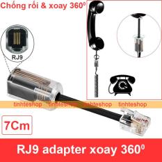 Đầu đổi jack RJ9 đực ra RJ9 cái cho Tai nghe Micro Điện thoại bàn – Dây chống rối nối cổng Micro Tai nghe cho điện thoại bàn xoay 360 độ 7Cm