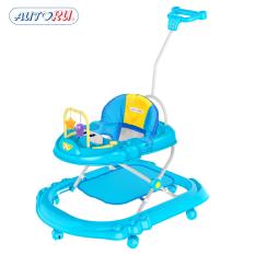 Xe tập đi cho bé hình thỏ có nhạc, tay đẩy, lót chân – AUBW04 (Xanh đậm)