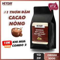 Bột cacao nguyên chất không đường Heyday – Origin 18% bơ cacao tự nhiên – Túi Zip 500g – Chứng nhận UTZ – Hỗ trợ giảm cân – Keto – Vị socola nguyên bản – Không hương liệu, phụ gia