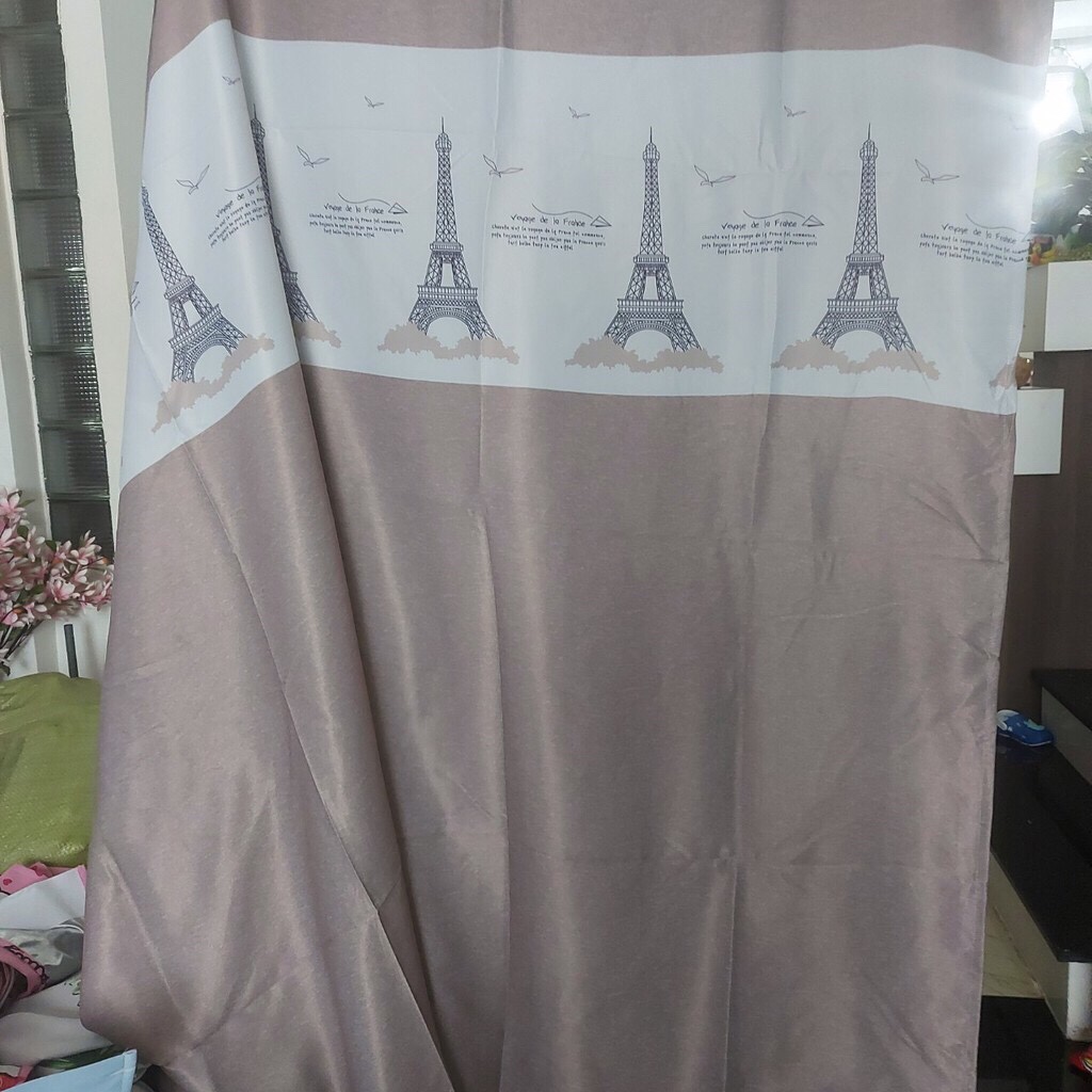 Rèm vải dày treo cửa chống nắng tốt 99% (có sẵn khoen) - 2m cao PARIS MÀU XÁM