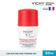 Lăn khử mùi giúp khô thoáng vùng da dưới cánh tay 72h Vichy Detransprirant Intensif 72h Transpiration Excessive 50ml