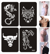 KHUÔN VẼ HENNA, KHUÔN XĂM TATTOO NAM TÍNH, COOL NGẦU KHỔ A4 HÌNH LỚN ĐỘC (Không kèm mực)