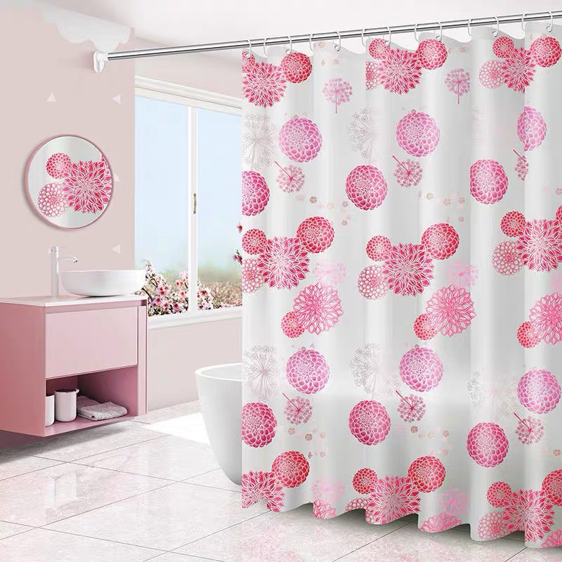 Rèm phòng tắm chống nước PEVA 1.8m x 1.8m kèm 12 móc nhựa - MẪU TỰ CHỌN