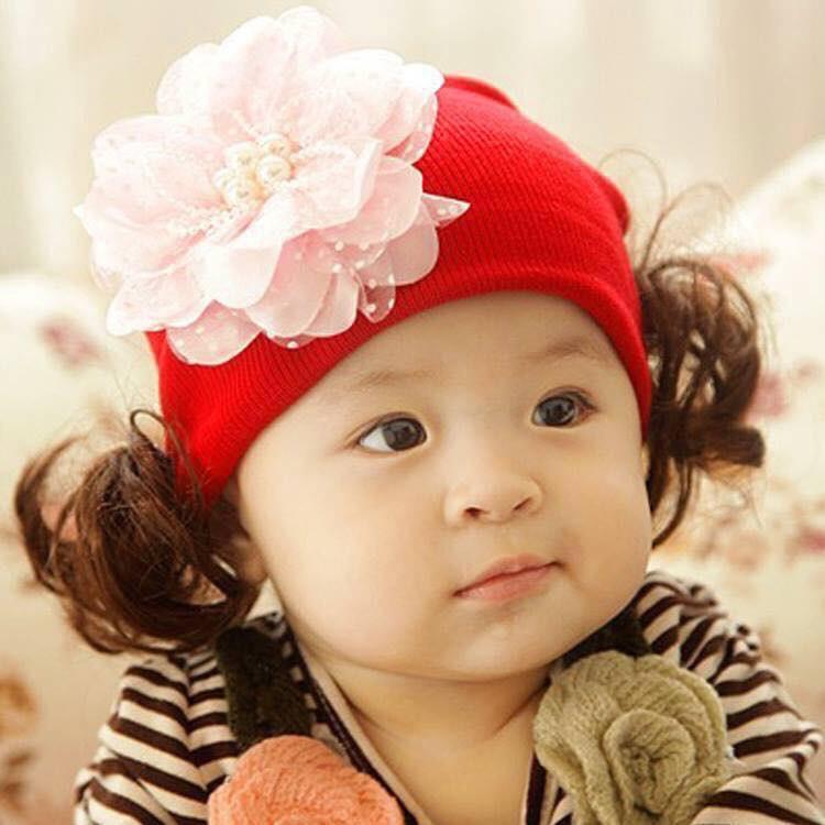 MŨ LEN TÓC GIẢ CHO BÉ GÁI 0-3 TUỔI