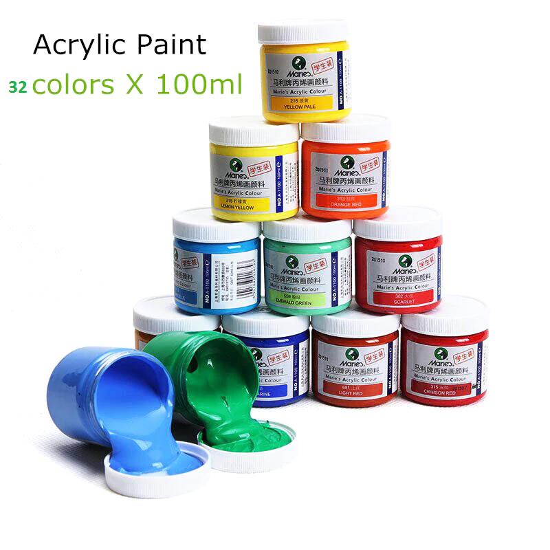 [ Bán lẻ 1 hũ ] Màu acrylic maries 100ml, 32 màu tùy chọn.Màu vẽ chuyên nghiệp vẽ trên mọi...