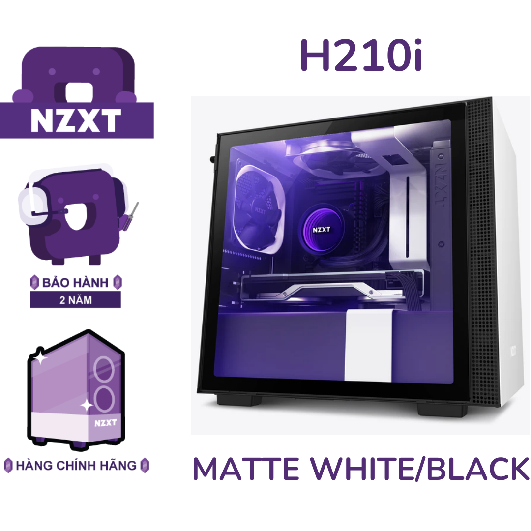 VỎ CASE MÁY TÍNH NZXT H210i – MATTE WHITE/BLACK
