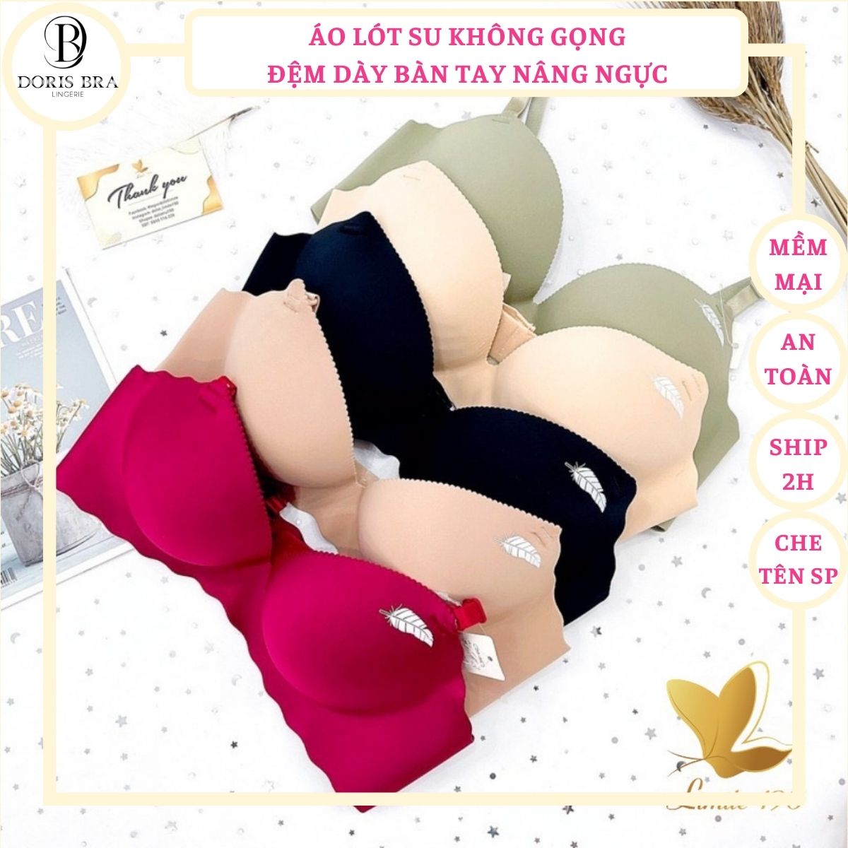 Áo lót nữ, áo ngực nữ su đúc lông vũ đệm dày nâng ngực bàn tay, áo lót nâng ngực...