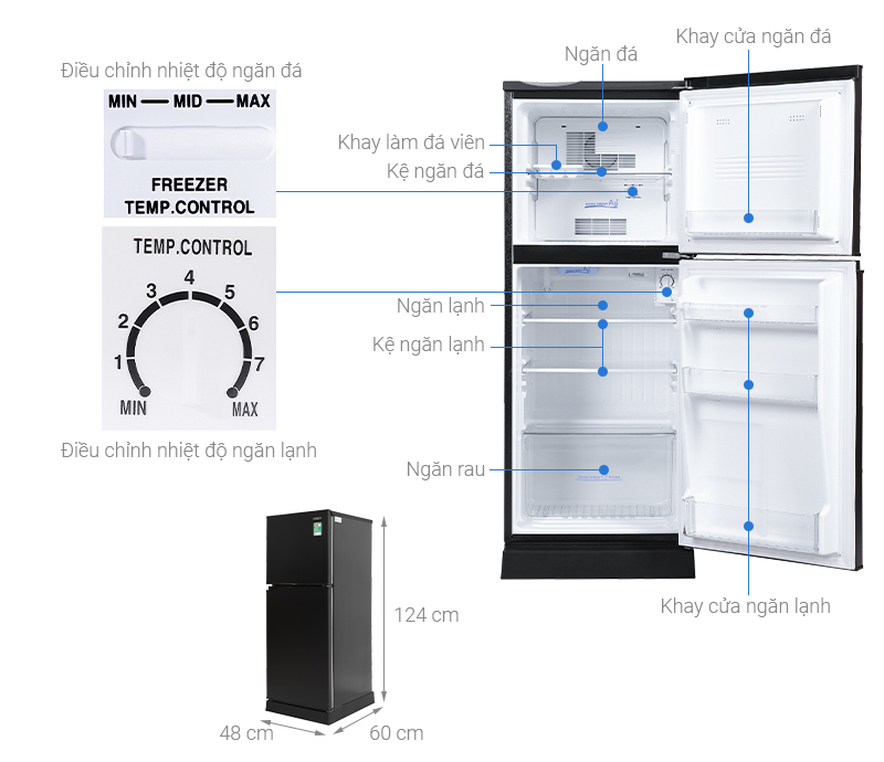 Tủ lạnh Aqua 130 lít AQR-T150FA(BS) Chính Hãng Giá Rẻ