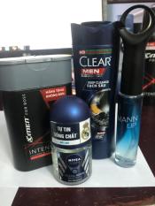 (AU) COMBO 4 MÓN GỒM: 1 Chai nước hoa Xmen mann up 22ml 8ml + 1 Chai sữa tắm Xmen 85g + 1 Chai dầu gội clear men sạch gàu 70g + tặng 1 chai lăn khử mùi nivea 12ml