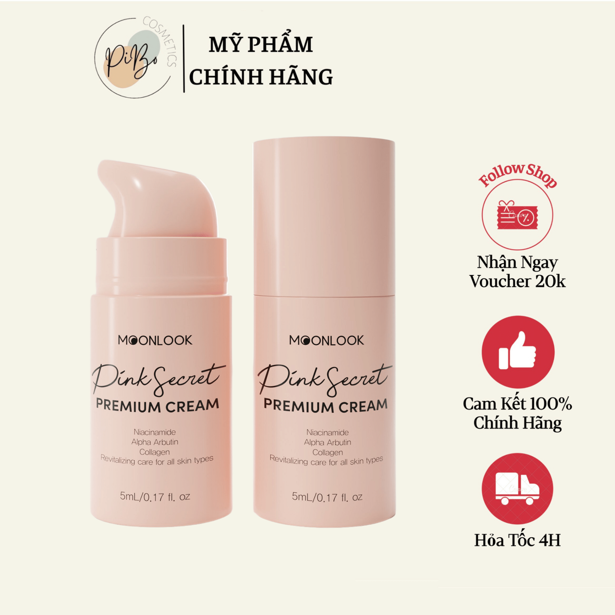 Kem retinol làm hồng nhũ hoa Moonlook Pink Secret Premium Cream 5ml