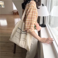 Túi tote vải canvas phong cách vintage Hàn Quốc Chữ Demain